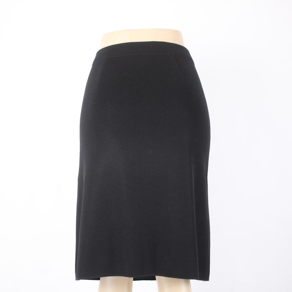 Misook Skirt Sz M Black Elastic Waist Knee Length No Fabric Skirt