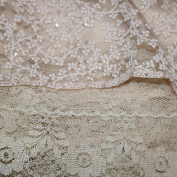 Tahari Sz 6 Tan White Glitter Lace Lined Belted Rayon Polyester Dress