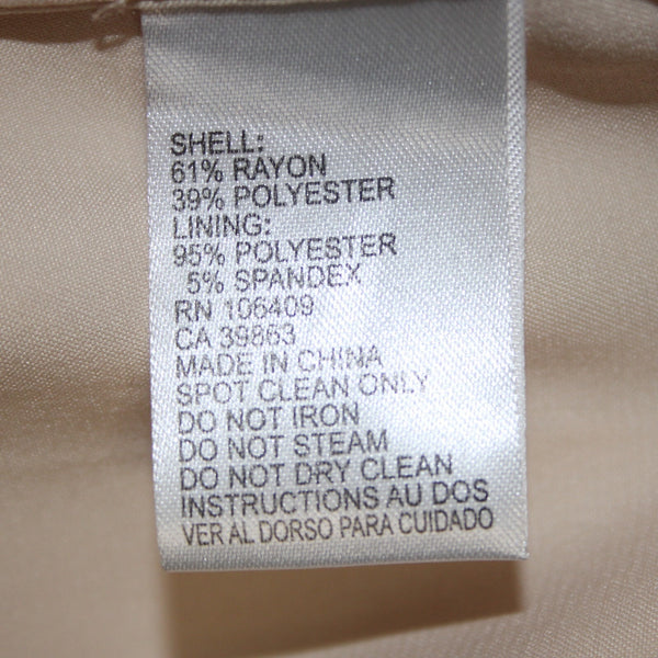 Tahari Sz 6 Tan White Glitter Lace Lined Belted Rayon Polyester Dress