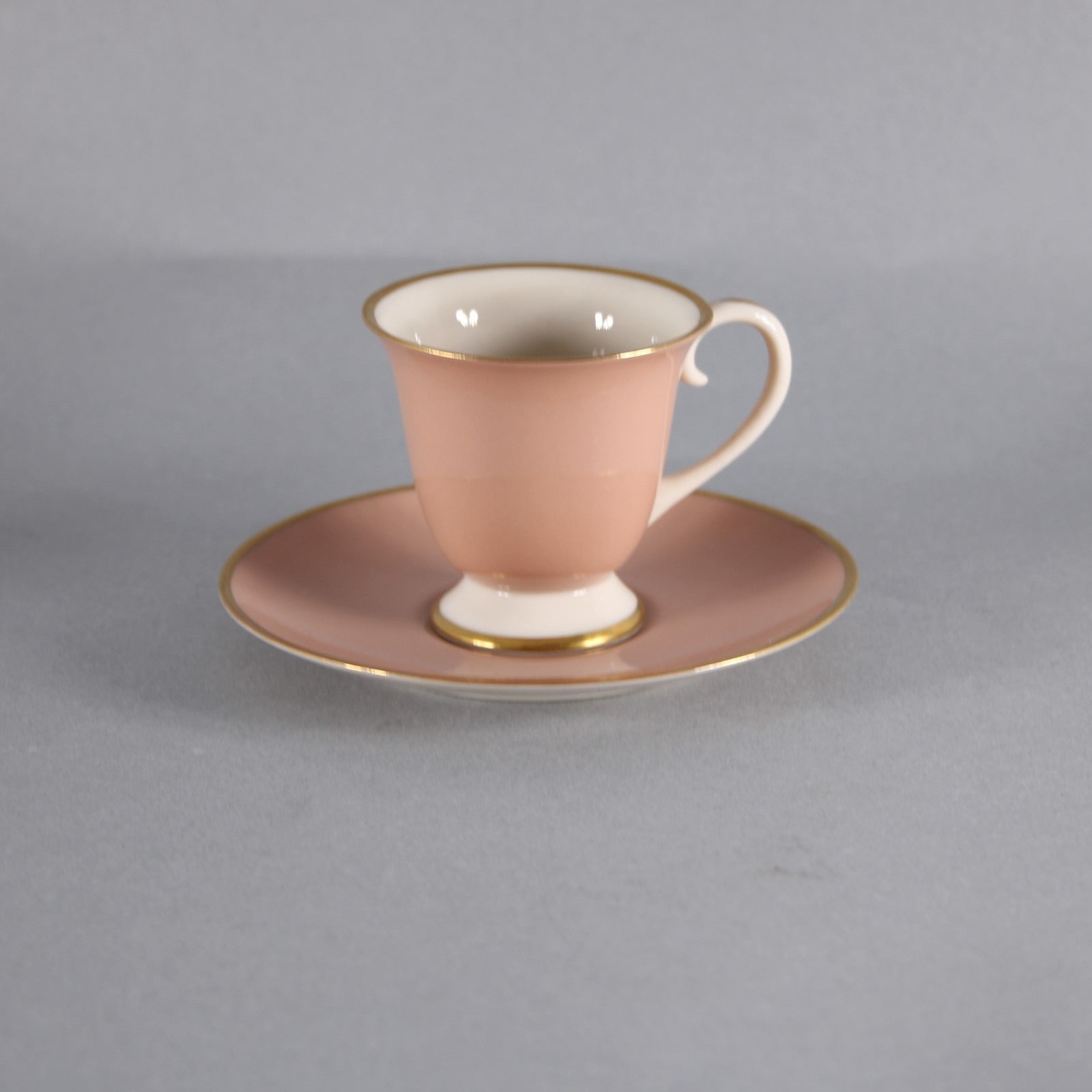 Flint Ridge Porcelain Teacup With Saucer Peach Gold Porcelain Teacup With Saucer