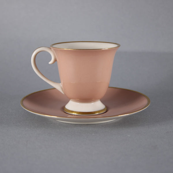 Flint Ridge Porcelain Teacup With Saucer Peach Gold Porcelain Teacup With Saucer
