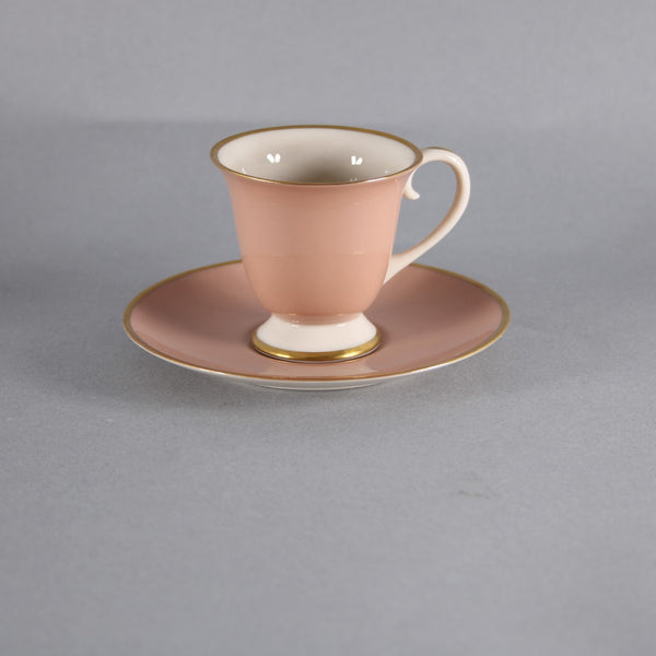 Flint Ridge Porcelain Teacup With Saucer Peach Gold Porcelain Teacup With Saucer
