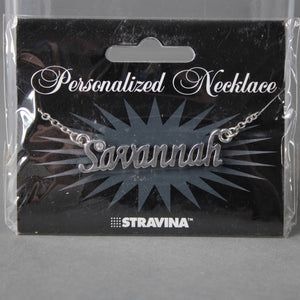 SAVANNAH NEW Name Silvertone Rhinestone 14.5" w 4.5" Multi Ring Ext Necklace