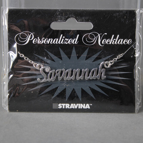 SAVANNAH NEW Name Silvertone Rhinestone 14.5" w 4.5" Multi Ring Ext Necklace