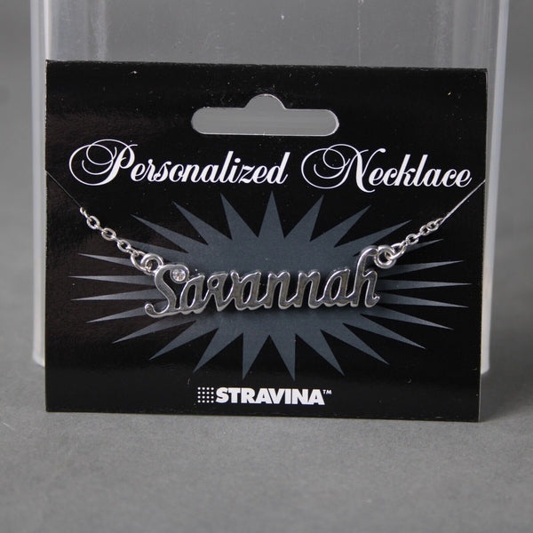 SAVANNAH NEW Name Silvertone Rhinestone 14.5" w 4.5" Multi Ring Ext Necklace