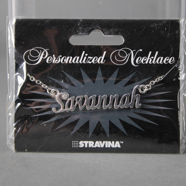 SAVANNAH NEW Name Silvertone Rhinestone 14.5" w 4.5" Multi Ring Ext Necklace