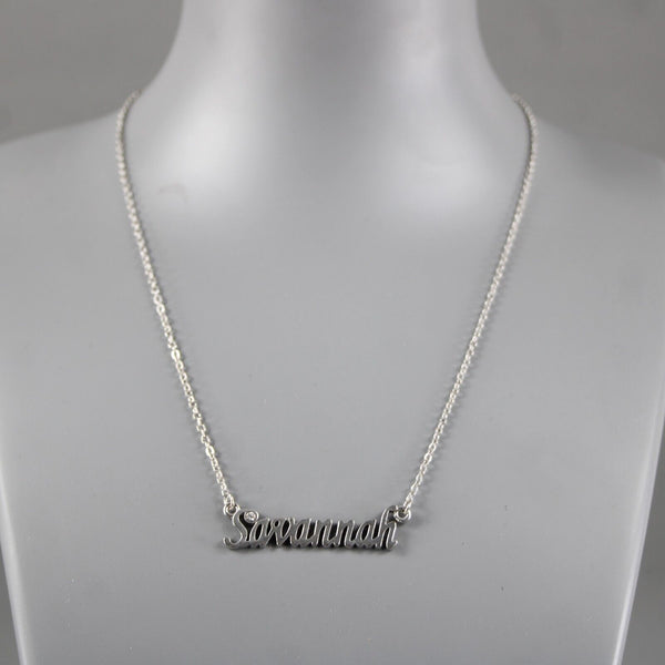 SAVANNAH NEW Name Silvertone Rhinestone 14.5" w 4.5" Multi Ring Ext Necklace