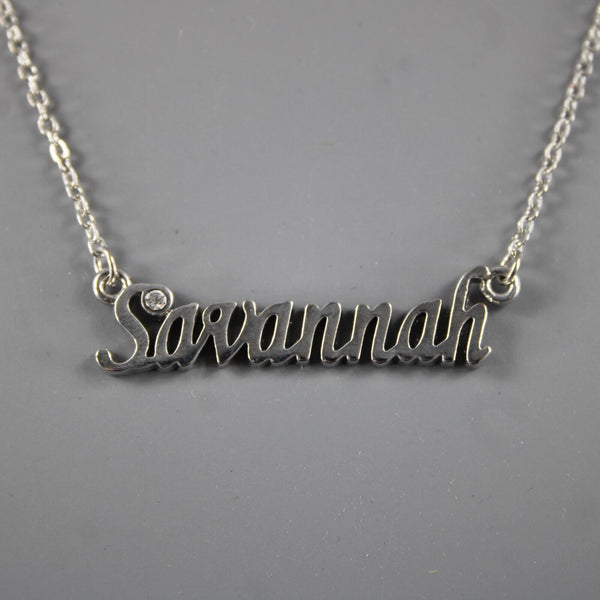 SAVANNAH NEW Name Silvertone Rhinestone 14.5" w 4.5" Multi Ring Ext Necklace