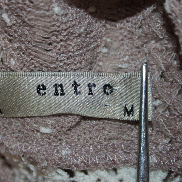 Entro Top Sz M Tan Cream Embroidered Knit Open Back Polyester Cotton Top