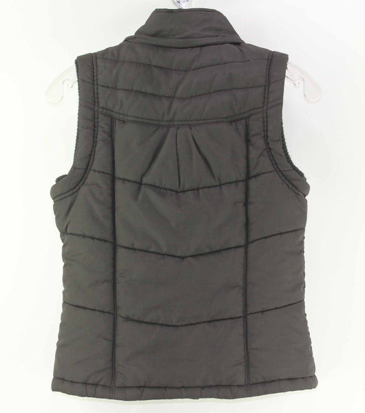 Me Jane Sz 14 Brown Poly Tan Faux Fur Trimmed Detachable Hooded Vest