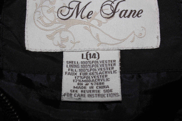 Me Jane Sz 14 Brown Poly Tan Faux Fur Trimmed Detachable Hooded Vest