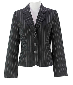 AGB Sz 6 Black White Poly Blend Pinstripe Lined Jacket