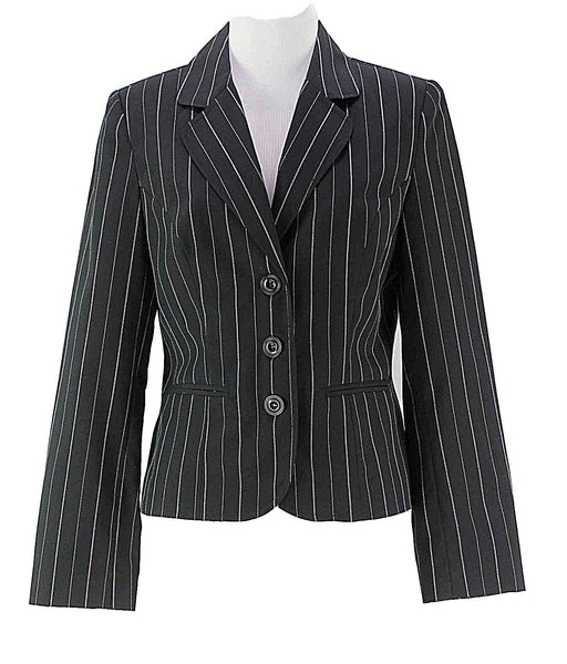 AGB Sz 6 Black White Poly Blend Pinstripe Lined Jacket