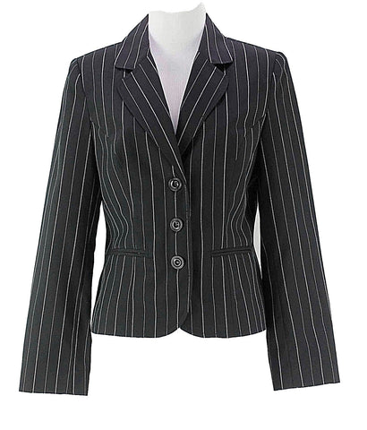AGB Sz 6 Black White Poly Blend Pinstripe Lined Jacket