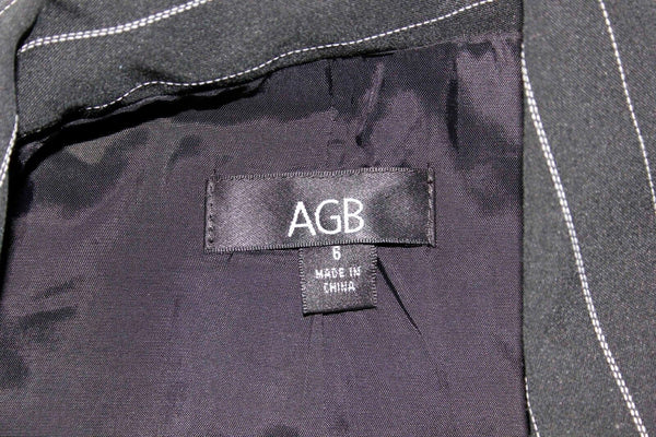 AGB Sz 6 Black White Poly Blend Pinstripe Lined Jacket