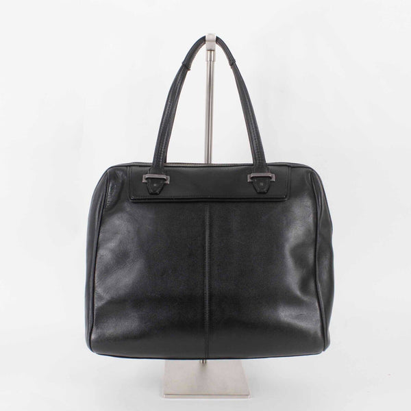 Coach 12 x 12.5 x 5.5 Black Charcoal Wool Leather Zip Top Satchel Purse