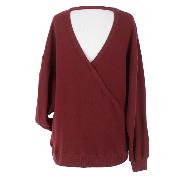 Hollister Sz M Burgundy Open Back Long Sleeve Cotton Polyester Sweater
