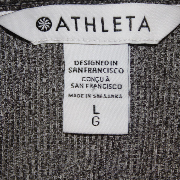 Athleta AW Top NEW $69 Sz L Gray White Buttons V Neck Poly Spandex AW Top