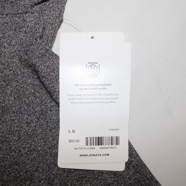 Athleta AW Top NEW $69 Sz L Gray White Buttons V Neck Poly Spandex AW Top