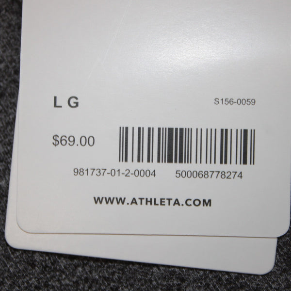 Athleta AW Top NEW $69 Sz L Gray White Buttons V Neck Poly Spandex AW Top