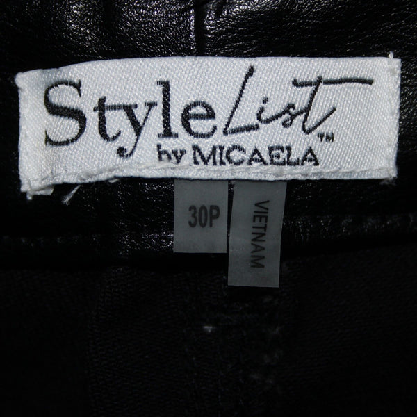 Style List By Micaela Sz 30p x 25 Black Faux Leather Sides Pockets Cotton Jeans