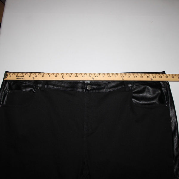 Style List By Micaela Sz 30p x 25 Black Faux Leather Sides Pockets Cotton Jeans