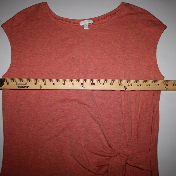 Garnet Hill Sz S Orange Pink Side Tie Detail Tencel Lyocel Spandex T Shirt Dress