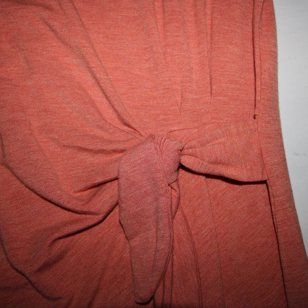 Garnet Hill Sz S Orange Pink Side Tie Detail Tencel Lyocel Spandex T Shirt Dress