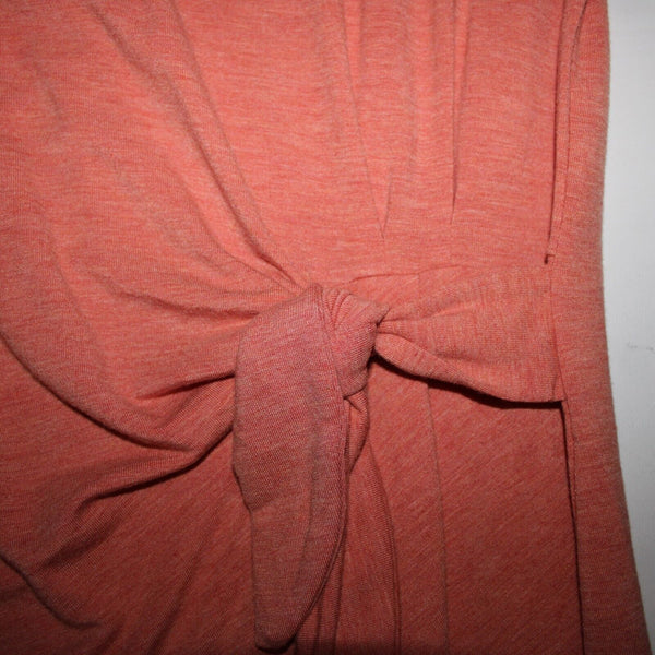Garnet Hill Sz S Orange Pink Side Tie Detail Tencel Lyocel Spandex T Shirt Dress