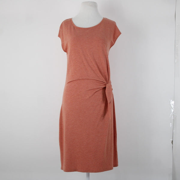 Garnet Hill Sz S Orange Pink Side Tie Detail Tencel Lyocel Spandex T Shirt Dress