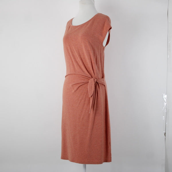 Garnet Hill Sz S Orange Pink Side Tie Detail Tencel Lyocel Spandex T Shirt Dress