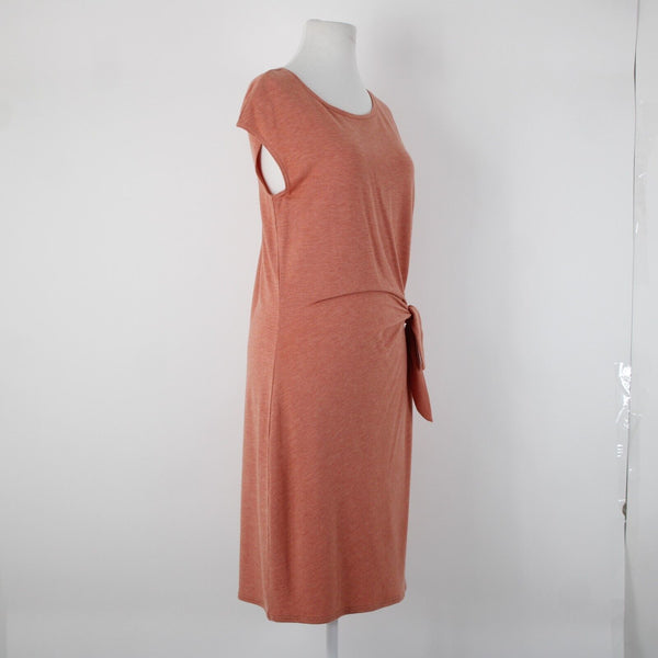 Garnet Hill Sz S Orange Pink Side Tie Detail Tencel Lyocel Spandex T Shirt Dress