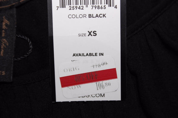 BCBGMaxazria NWT $107 Sz XS Black Silver Zip Sleeveless Ruched Doris Dress