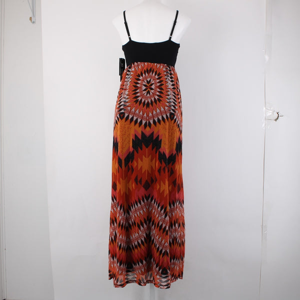 INC Dress NEW $90 Tribal Starbrst Sz M Black Red Multi Lined Rayon Poly Dress