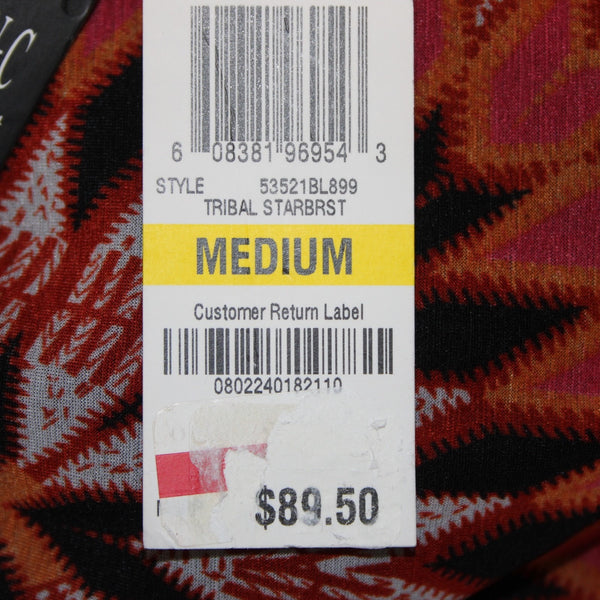 INC Dress NEW $90 Tribal Starbrst Sz M Black Red Multi Lined Rayon Poly Dress