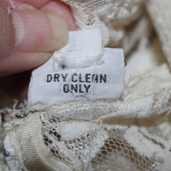 Scala Dress Sz L Beige Lined Lace Overlay 100% Rayon Polyester AS IS Dress