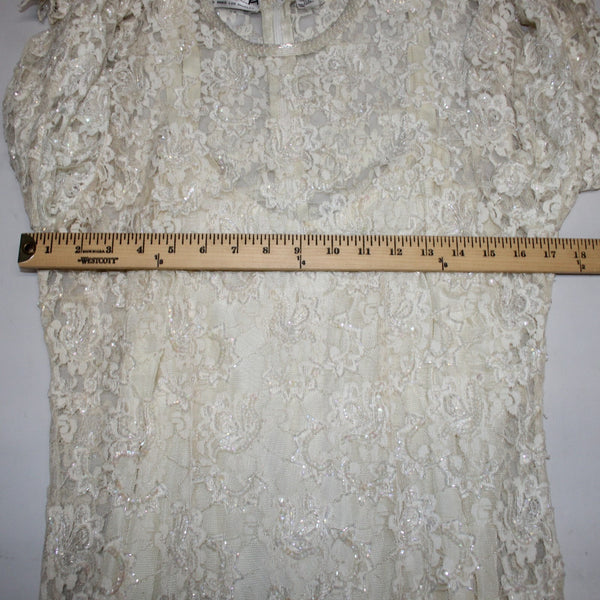 Scala Dress Sz L Beige Lined Lace Overlay 100% Rayon Polyester AS IS Dress