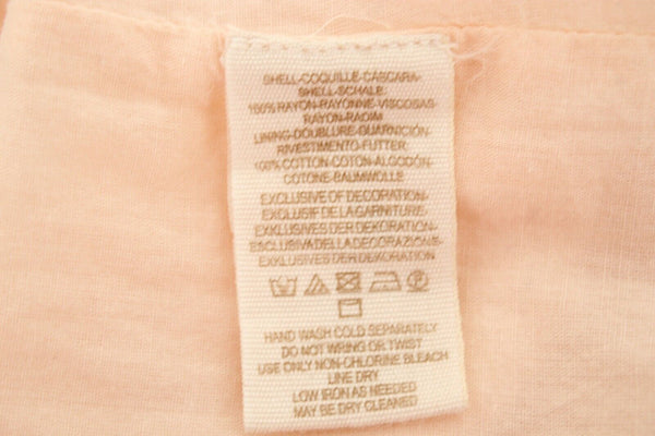 Free People Sz XS Peach Charcoal Embroidered V Neck Keyhole Rayon Top