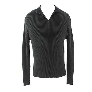 Brandini Sz XL Black Ribbed Zip Neck LS Cotton Rayon Men's Sweater