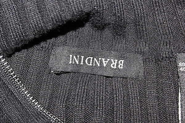 Brandini Sz XL Black Ribbed Zip Neck LS Cotton Rayon Men's Sweater