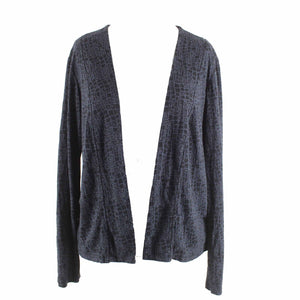 Cut Loose Sz S Black Navy Print Long Sleeve V Neck Poly Viscose Wrap Sweater