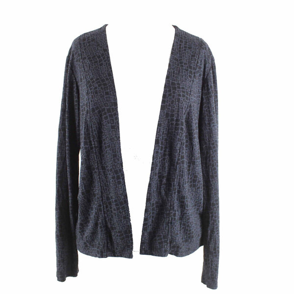 Cut Loose Sz S Black Navy Print Long Sleeve V Neck Poly Viscose Wrap Sweater