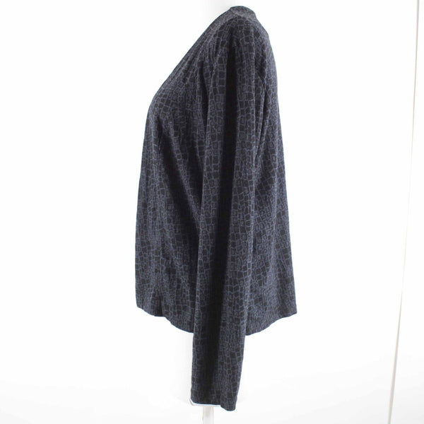 Cut Loose Sz S Black Navy Print Long Sleeve V Neck Poly Viscose Wrap Sweater