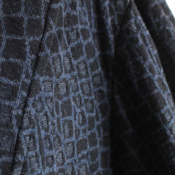 Cut Loose Sz S Black Navy Print Long Sleeve V Neck Poly Viscose Wrap Sweater