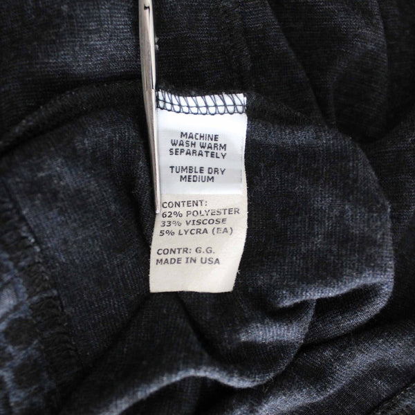 Cut Loose Sz S Black Navy Print Long Sleeve V Neck Poly Viscose Wrap Sweater