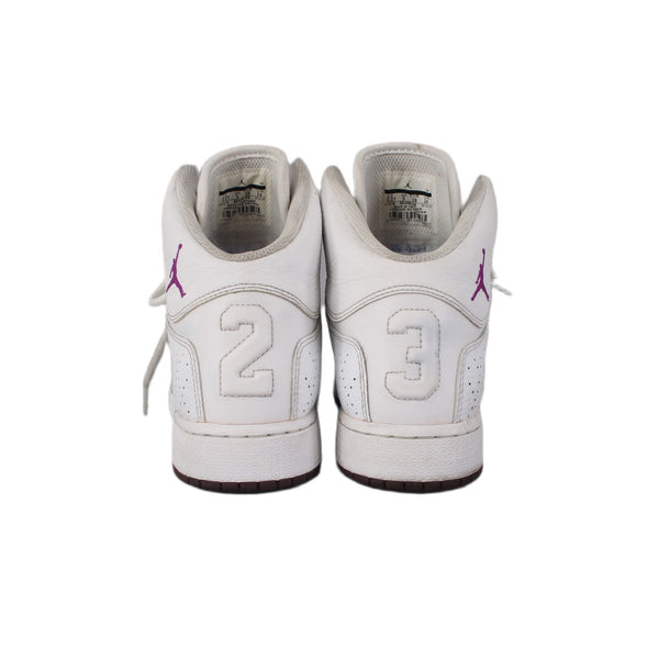 Nike Jordan Sneakers Sz 5.5Y White Purple Logo High Top Leather Fabric Sneakers