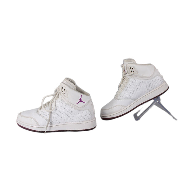 Nike Jordan Sneakers Sz 5.5Y White Purple Logo High Top Leather Fabric Sneakers