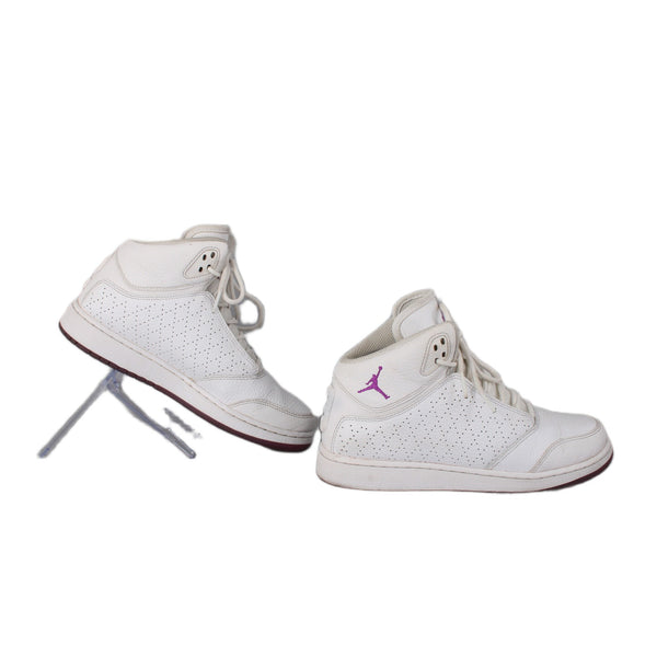 Nike Jordan Sneakers Sz 5.5Y White Purple Logo High Top Leather Fabric Sneakers
