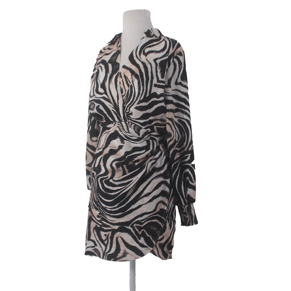 Anthropologie Dress NEW $148 Sz 6 Black Tan Multi Colored Animal Print Poly
