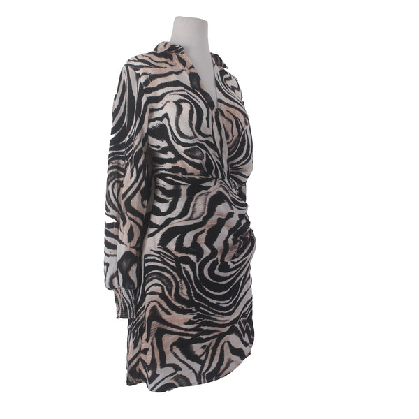 Anthropologie Dress NEW $148 Sz 6 Black Tan Multi Colored Animal Print Poly